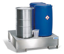 Gray Spill Pallet Pro-Line In St Steel For 4 Drums, Access. Underneath, With St Steel Grid