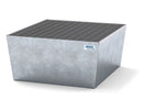 Gray Spill Pallet Classic-Line In Steel For 1 Drum, Galvanised, With Grid