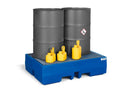 Dark Slate Blue Spill Pallet Classic-Line In Polyethylene (PE) For 2 Drums, With Galvanised Grid