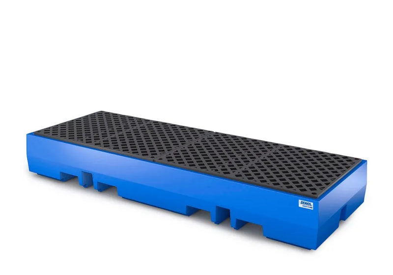 Royal Blue Spill Pallet Classic-Line In Polyethylene (PE) For 4 Drums, With PE Grid