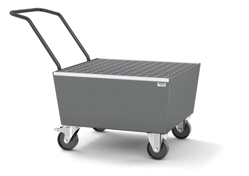 Dim Gray Mobile Spill Pallet Pro-Line In Steel For 1 x 205 l Drum, Painted, With Grid, Elec. Cond.