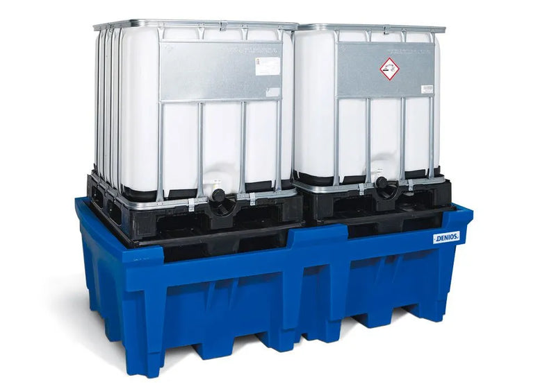 Light Gray Spill Pallet Classic-Line In Polyethylene (PE) For 2 IBCs, With PE Loading Surface