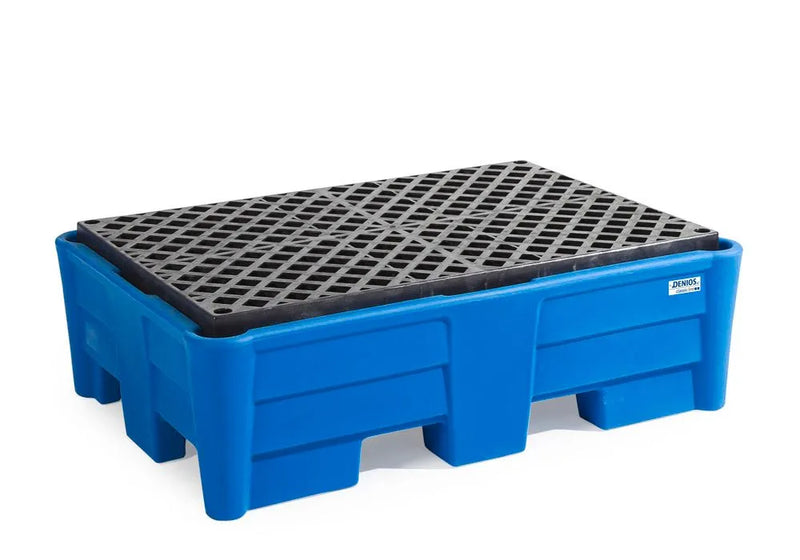 Dark Gray Spill Pallet Classic-Line In Polyethylene (PE) for 2 Drums, With PE Grid