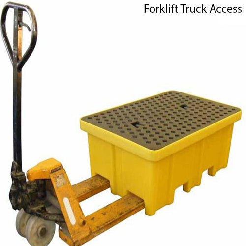 Dark Goldenrod Spill Pallet With 4 way FLT Access For 2 x 205ltr Drums