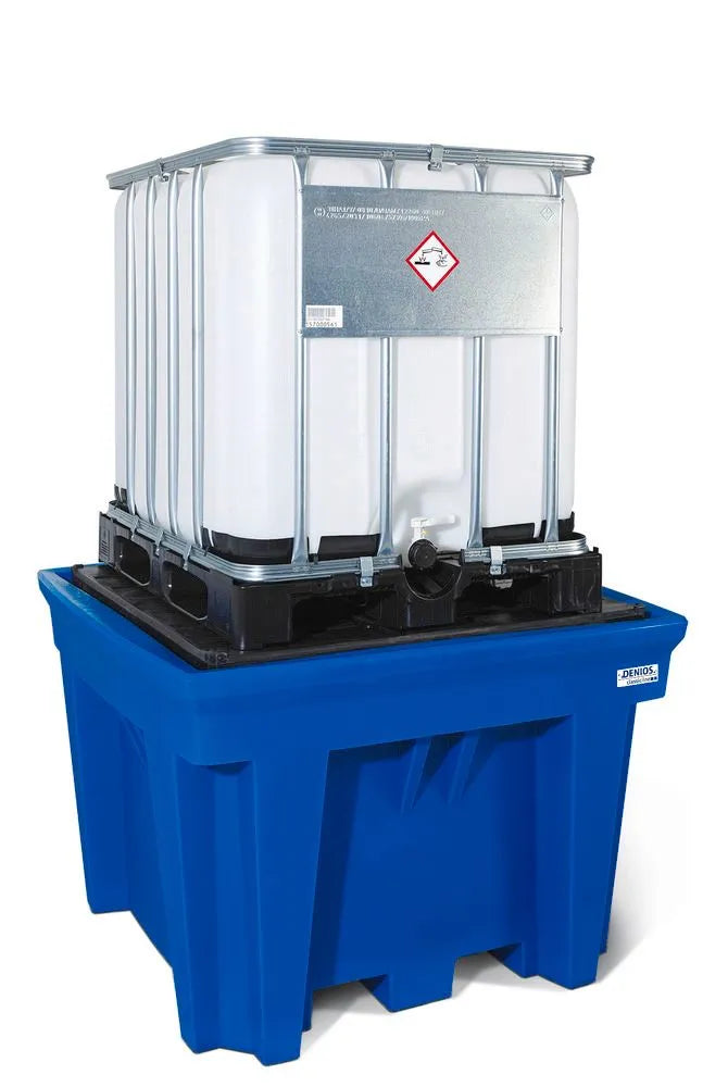 Dark Slate Blue Spill Pallet Classic-Line In Polyethylene (PE) For 1 IBC, With PE Loading Surface