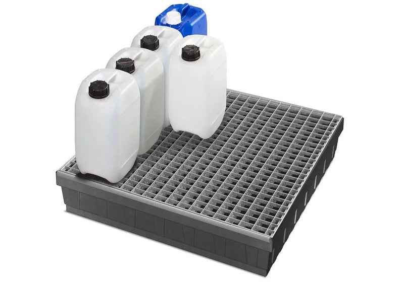 Dark Slate Gray Spill Tray For Small Containers Base-Line In Polyethylene (PE) With Galvanised Grid, 52 Litres