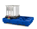 Dark Slate Blue Spill Pallet Classic-Line In Polyethylene (PE) For 2 IBCs, With Dispensing Area