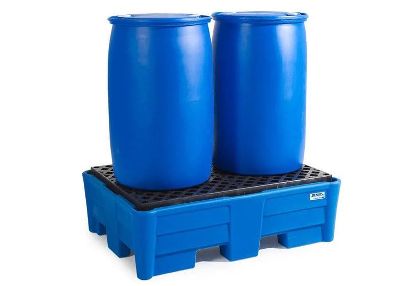 Dark Cyan Spill Pallet Classic-Line In Polyethylene (PE) for 2 Drums, With PE Grid