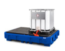 Dark Slate Blue Spill Pallet Classic-Line In Polyethylene (PE) For 2 IBCs, With Dispensing Area and PE Grid