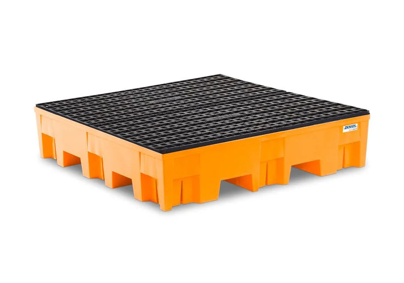 Dark Slate Gray Spill Pallet Base-Line In Polyethylene (PE) For 4 Drums, With PE Grid