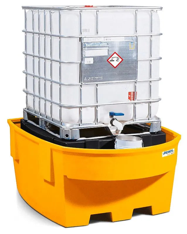 Light Gray Spill Pallet Base-Line In Polyethylene (PE) for 1 IBC, With PE Storage Mount and Dispensing Area