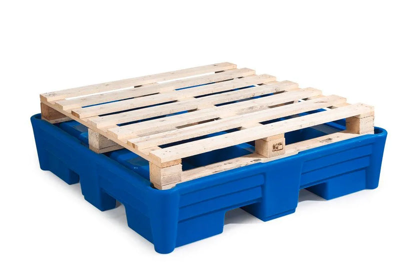 Midnight Blue Spill Pallet Classic-Line In Polyethylene (PE) For 4 Drums, Without Grid