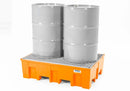 Light Gray Spill Pallet Base-Line In Polyethylene (PE) for 2 Drums, With Galvanised Grid