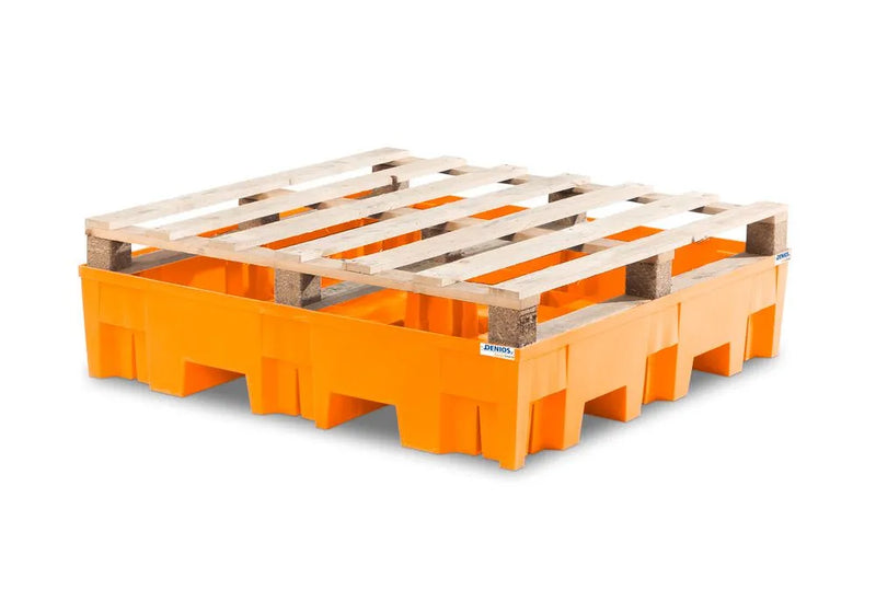 Dark Orange Spill Pallet Base-Line In Polyethylene (PE) For 4 Drums, Without Grid