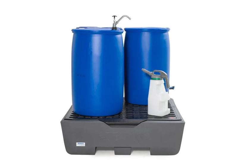 Dark Slate Blue Spill Pallet Pro-Line In Polyethylene (PE) For 4 Drums, With Grid and Leak Indicator