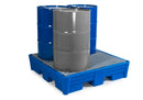 Dark Slate Blue Spill Pallet Classic-Line In Polyethylene (PE) For 4 Drums, With Galvanised Grid