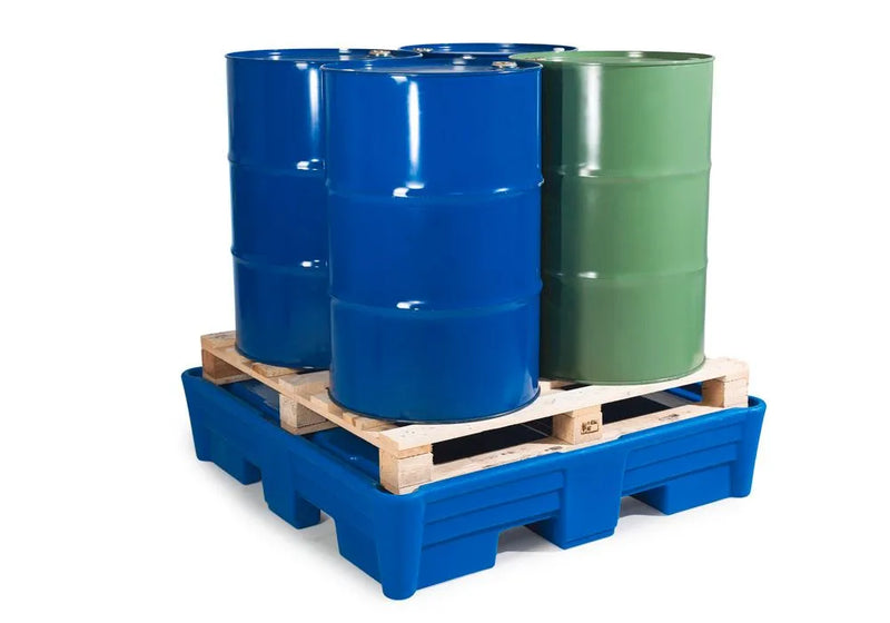Dark Slate Blue Spill Pallet Classic-Line In Polyethylene (PE) For 4 Drums, Without Grid